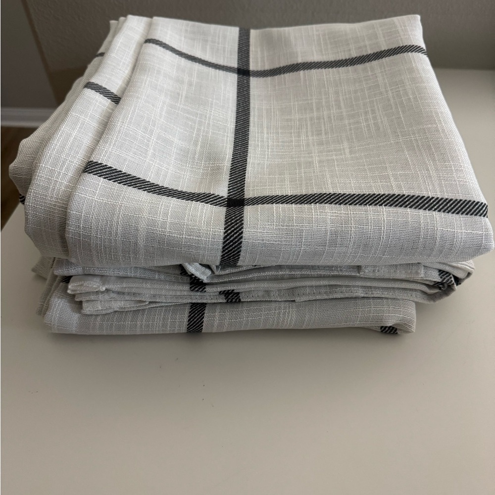 White and Black Plaid blackout curtains